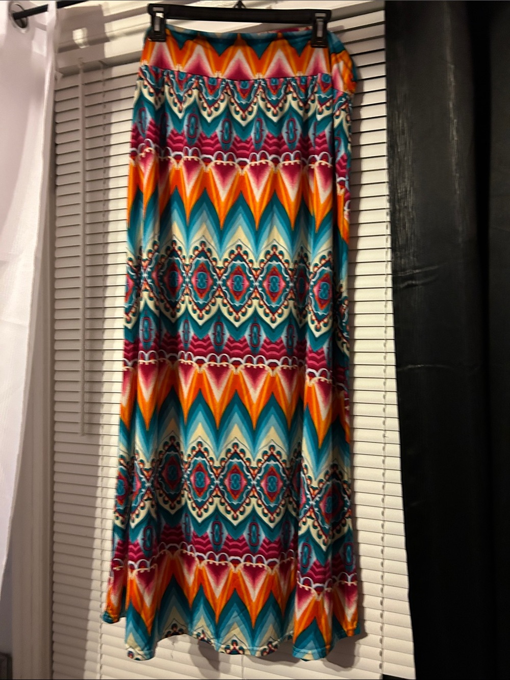 Multi-Color Chevron Maxi Skirt - Vibrant Pattern